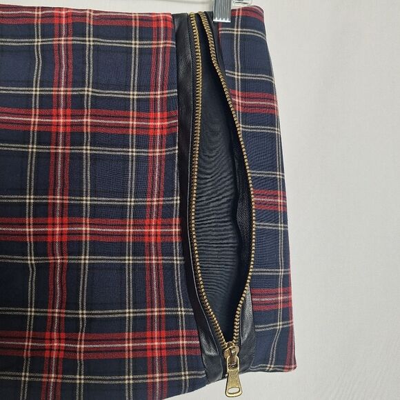 River Island Womens Coquette Skort Short Plaid Faux Leather Side Zip Size 8 - Picture 4 of 15